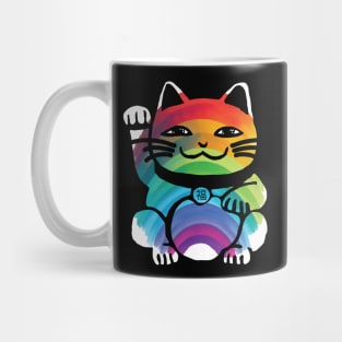 Japanese Good Luck Cat with Rainbow Mug